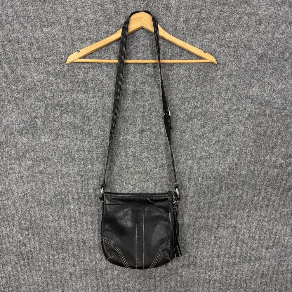 Vtg Coach Soho Mini Crossbody Swing Bag Black Leather Tassel Zip Casual Y2K 90s